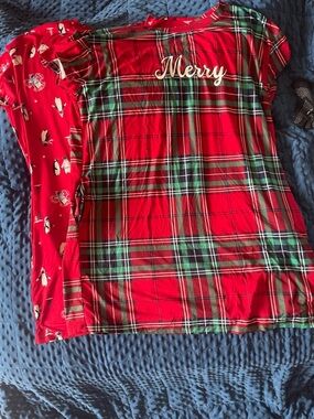 2 joyspun Women's Short Sleeve Nightgown christmas/winter themed
